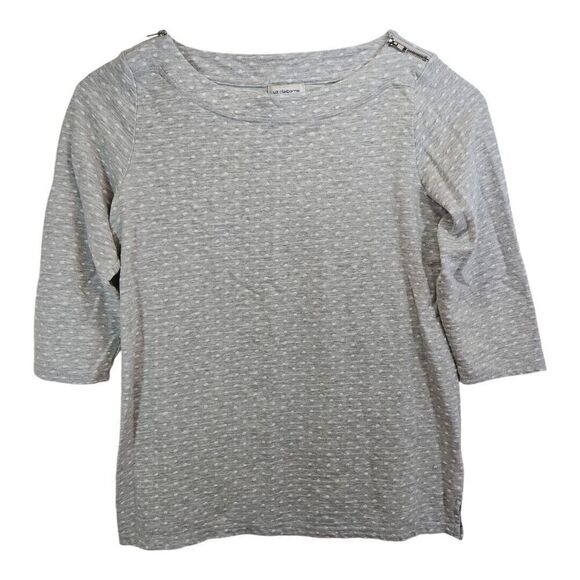 Liz Claiborne Tops - Liz Claiborne Weekend Knit Polka Dot 3/4 Sleeve Top Shoulder Zip Size XL